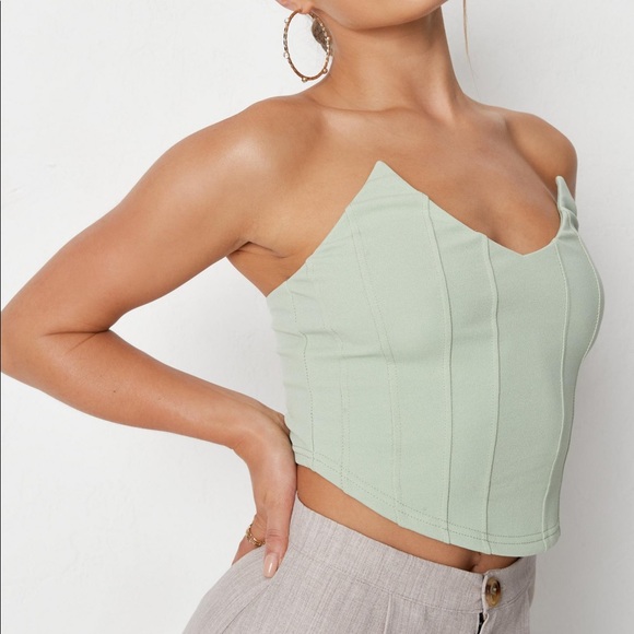Sage green Corset top / cropped - Picture 2 of 6